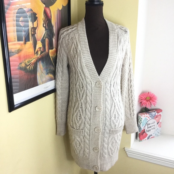Zara Chunky Cable Knit Cardigan Size S - Picture 2 of 7